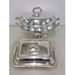 2 Antique Silver Plated Tureen and Vegetable Dishes in good condition