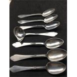 Selection of Danish Silver Cutlery .stylish design 6 table spoons and Ladle total weight 290g