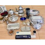 Box of antique and vintage silver plated items
