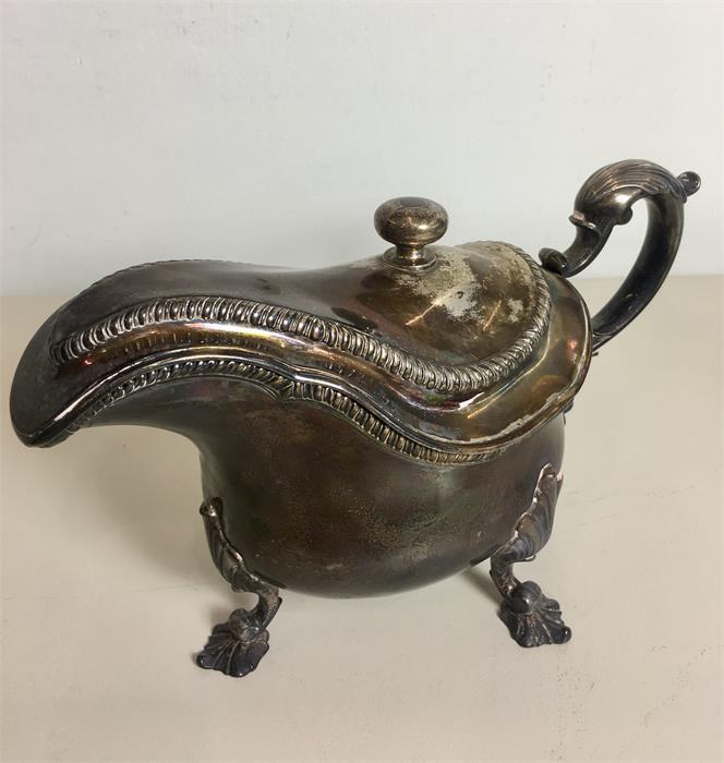 Rare Important pair Large Lidded George 11 1765 London Silver Sauce Boats - Image 5 of 11