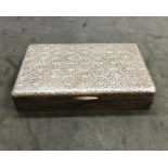 Antique High grade Silver Asian Box measures approx 13.2cm by 8.6cm and 25mm deep