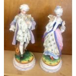 Large Pair of Continental Bisque Figurines