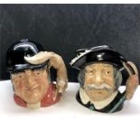 2 large Royal Doulton Character Jugs Sancho Panca and Gone Away both in good condition