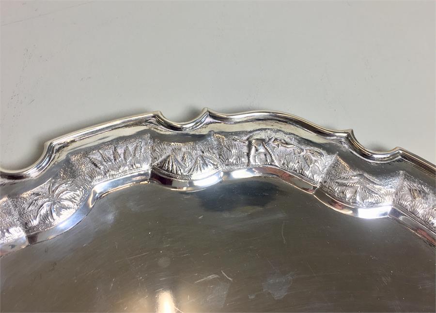 Indian Sterling Silver Tray measures approx 12ins dia weight 745g - Image 2 of 3