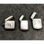 3 Antique Silver Match Strikers / vesta case