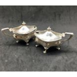 Pair of Silver Mustard Pots both missing liners Total weight 188g