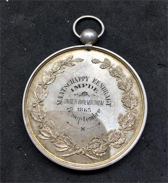 1865 Belgium Leopold Premier Silver Medallion measures approx 46mm dia hallmarked on edge - Image 2 of 2