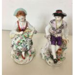 2 Antique Sitzendorf porcelain Figures