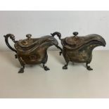 Rare Important pair Large Lidded George 11 1765 London Silver Sauce Boats