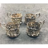 4 Antique Silver Glass Holders / cups London silver hallmarks weight approx 110g