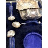 Matched Case Set of 4 silver Salts and Spoons by william Davenport birmingham 1899