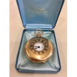 9ct Gold Omega Half Hunter case Pocket Watch ticking and in good condition