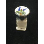 Enamel top silver scent bottle