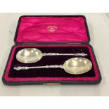 Pair of Boxed Silver Apostle Spoons london silver hallmarks each measure approx 18cm long total wei