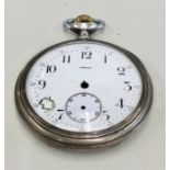 Antique Omega open face Pocket Watch Silver case watch ticking missing hands no warranty Given