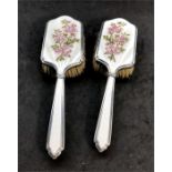 Pair Of Silver And Enamel Brushes london silver hallmarks in good condition