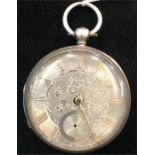 Antique open silver face Fusee Pocket Watch Silver case watch not ticking missing hands no warranty