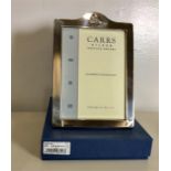 Boxed Carrs of Sheffield Silver Photo Frame with Football theme hallmarks for sheffield 2006