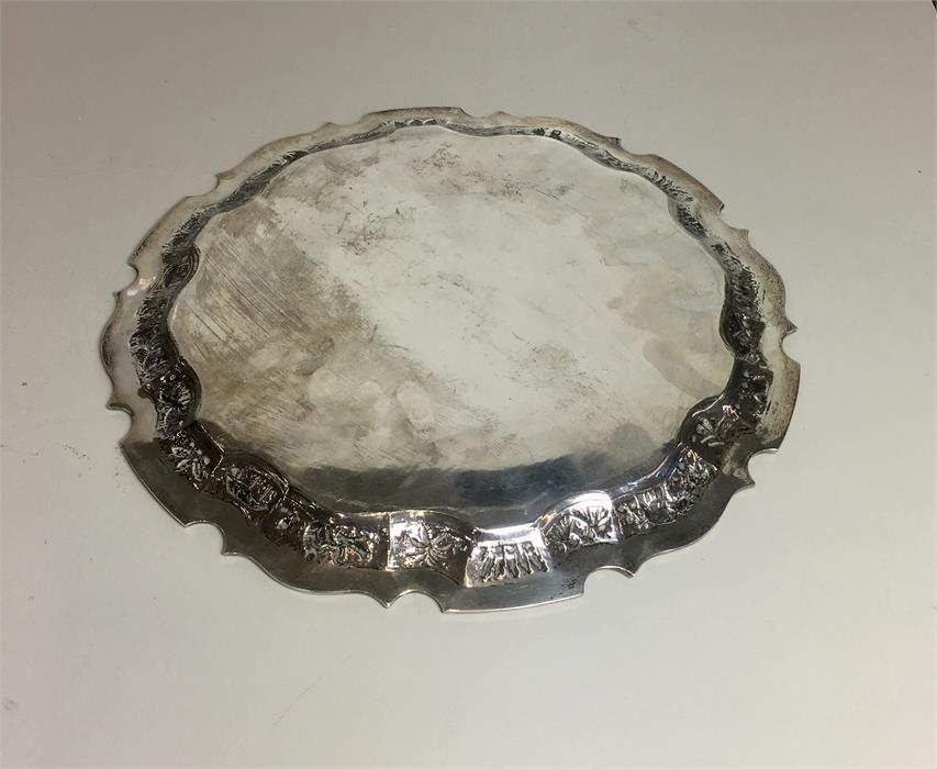 Indian Sterling Silver Tray measures approx 12ins dia weight 745g