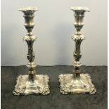 Large Pair of Victorian Silver Candlesticks London silver hallmarks filled base total weight 1886g