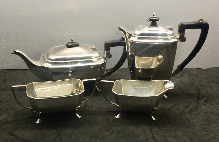 4 piece Silver Tea Service sheffield silver hallmarks weight 1846g good condition