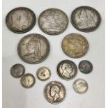 tin of silver coins includes crowns shillings etc