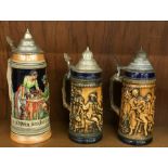 3 Vintage Beer Steins.