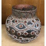 A rare pre columbian decorated clay pot, pre 1492