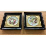 Pair Of Framed Antique Cauldon Hand Painted Plates signed S.Pope each plate measures approx 22cm dia