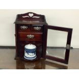 Antique mahogany tobacco box with tobacco jar