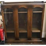 Oak 3 door glazed bookcase