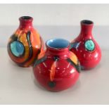 3 Abstract Poole Vases largest measures approx 4.5ins tall