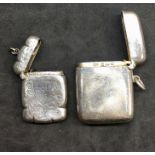 2 Antique Silver Vesta Match Striker Cases