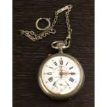 Continental open Faced Pocket watch and Chain W.Rosskopf Patent