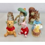 6 Beswick Beatrix potter Figures all in good condition some with gold back stamps