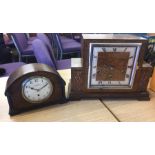 Oak Westminister chime clock, plus one other