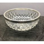 Cut glass Silver Rimmed Fruit Bowl measures approx 20cm dia in good condition