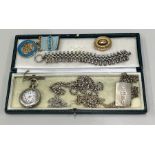 selection of vintage and Antique Costume Jewellery includes silver fob watch masonic silver medal wh