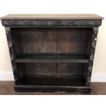 Carved Oak 2 shelf bookcase measures approx