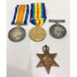 Collection of ww1 Medals includes pair of medals to Sjt .J.C.MINARD LEIC .R. and a single medal to P