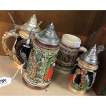 4 Vintage Steins.