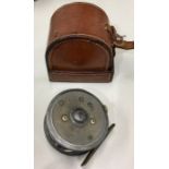 Vintage Hardy Bro Ltd Fly Fishing Reel The ST George Pat No 2+245 size 3,,in Leather Case