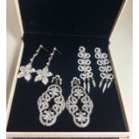 3 Pair Large Designer Costume Earrings by Butler and Wilson all set with stones in good condition o