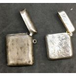 2 Antique Silver Vesta Match Striker Cases