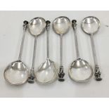 set of 6 large silver Apostle Spoons weight 307g