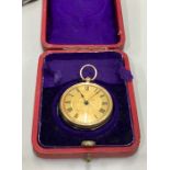 Boxed 9ct gold Ladies Fob Watch a/f