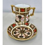 Royal Crown Derby two handled mug and small Dish both in good condition