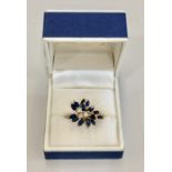 18ct gold Diamond and Sapphire Ring weight 5g