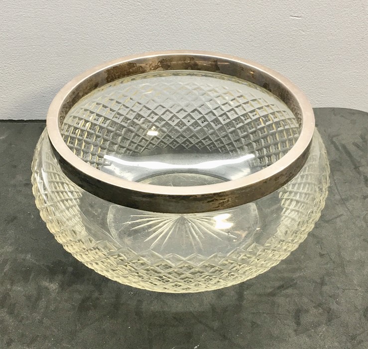 large cut Glass Silver Rimmed Fruit Bowl - Image 2 of 3