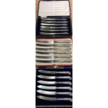 3 Boxed Sets of Silver Handle Knives